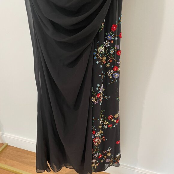 Mac Duggal Faux Wrap Multi Colored Beaded Floral Gown - Picture 9 of 14